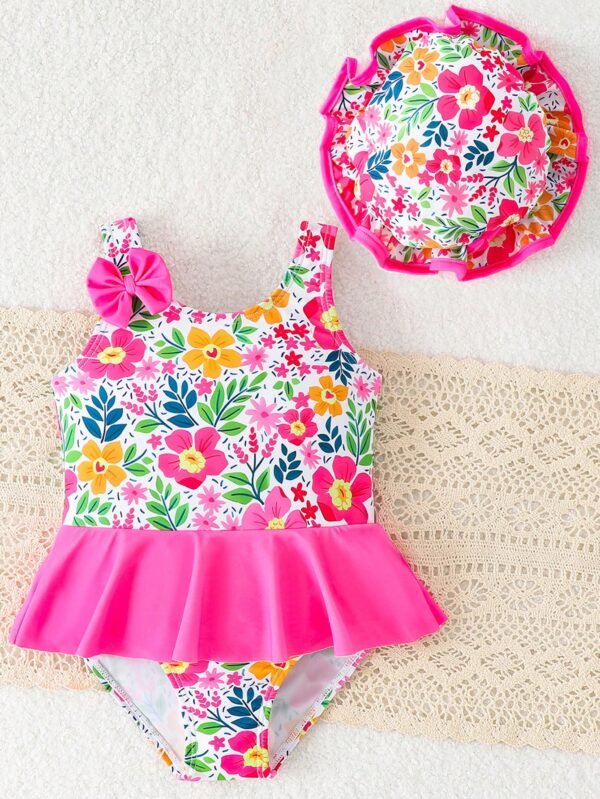 Maillot bain capuche floral – Image 2