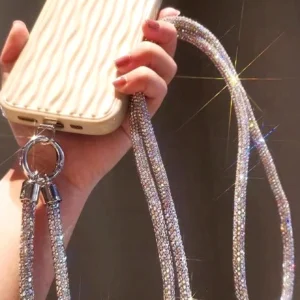Collier téléphone strass double