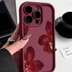 Coque fleur rouge minimaliste