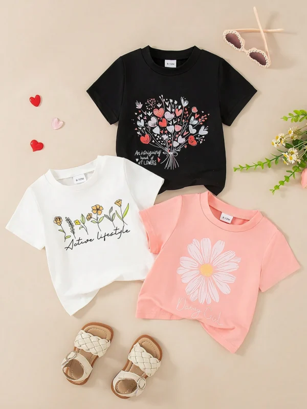 Tenue été top fleurs cœurs