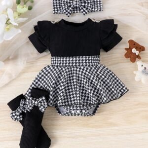 1 pcs barboteuse + chaussettes + serre-tête