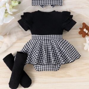 1 pcs barboteuse + chaussettes + serre-tête