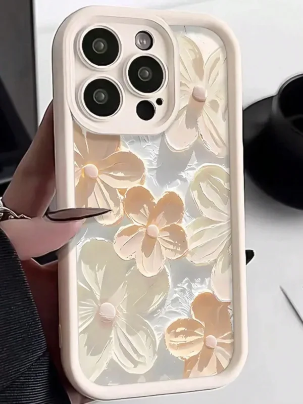 Coque TPU givrée floral peint