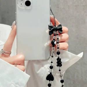 Lanière de téléphone cœur noir
