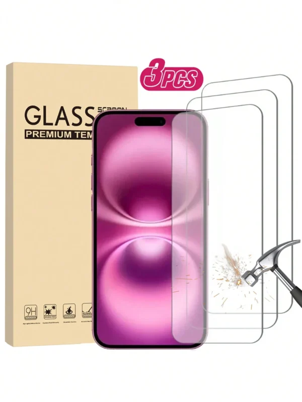 3 pcs verre iPhone 16 full