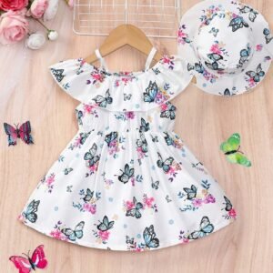 Ensemble robe volants chapeau