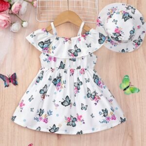 Ensemble robe volants chapeau