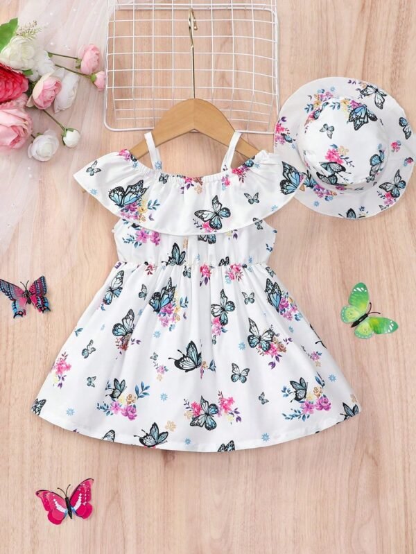 Ensemble robe volants chapeau