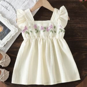 Robe manches courtes brodée bébé