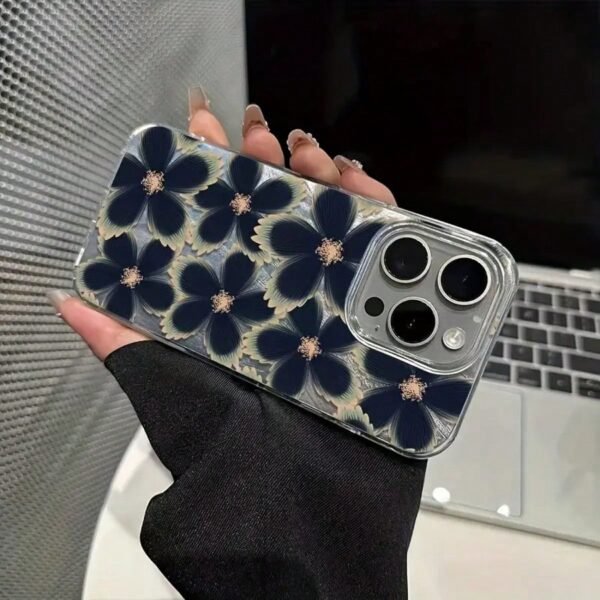 Coque fleurs plume bleu – Image 2