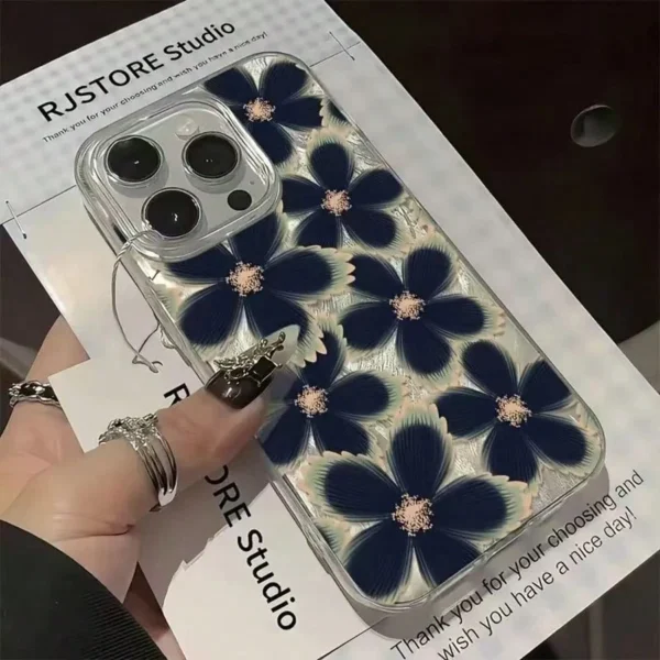 Coque fleurs plume bleu – Image 3