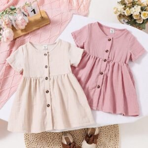 Ensemble 2 pcs robe boutons bébé