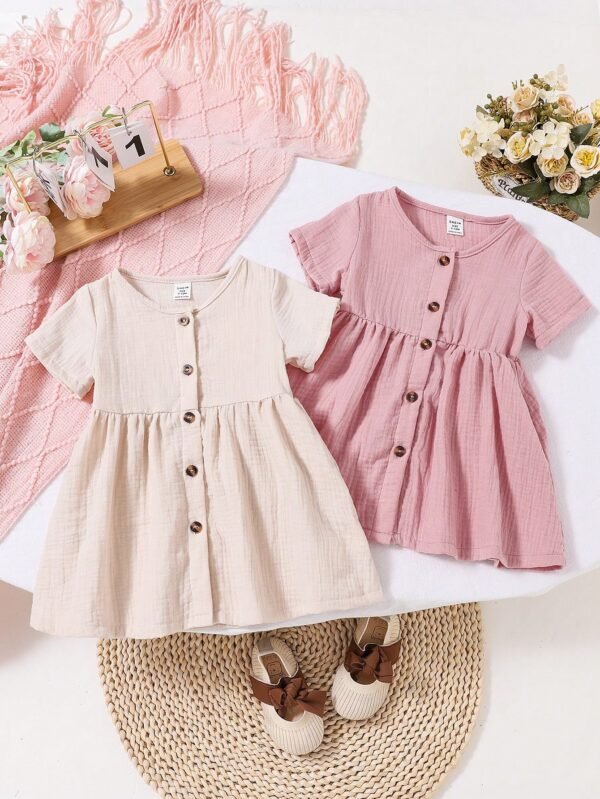 Ensemble 2 pcs robe boutons bébé