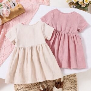 Ensemble 2 pcs robe boutons bébé