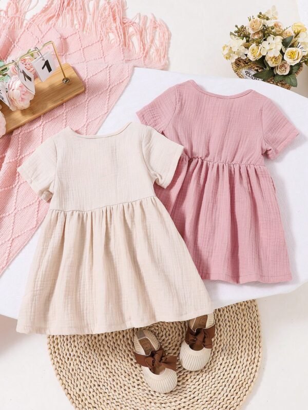 Ensemble 2 pcs robe boutons bébé – Image 2