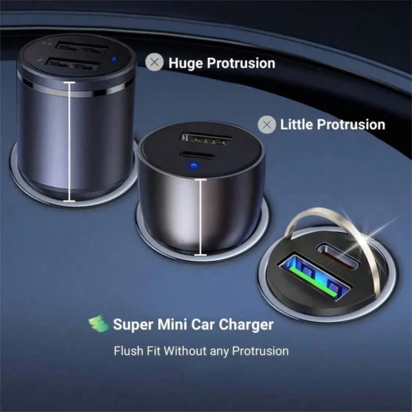 Chargeur voiture double port métal – Image 4
