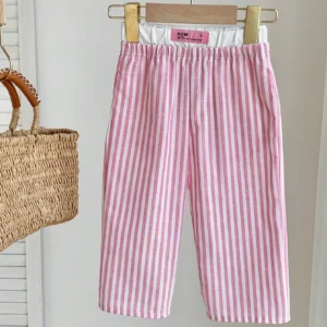Pantalon rayé rose été