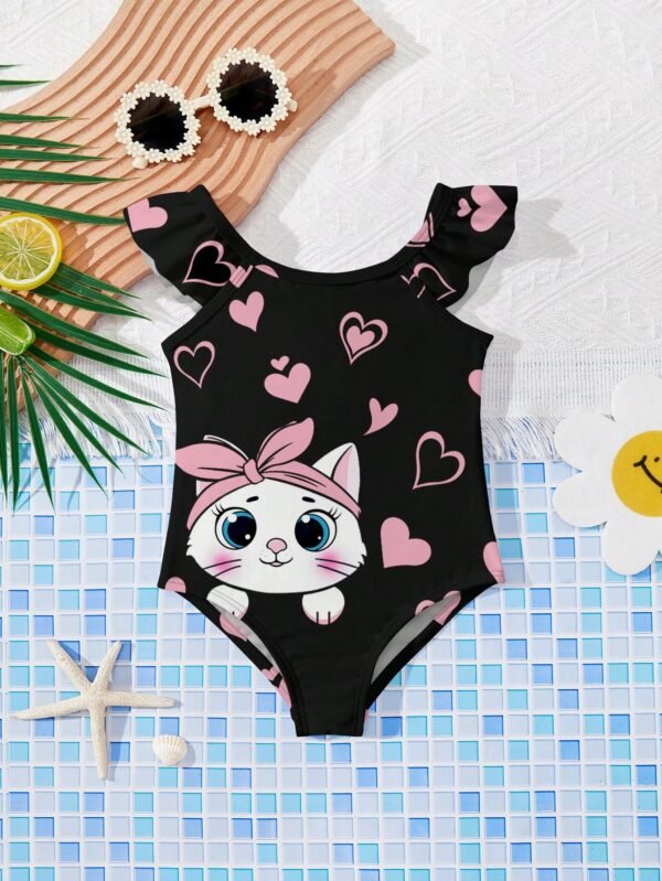 Maillot bain cœur chat