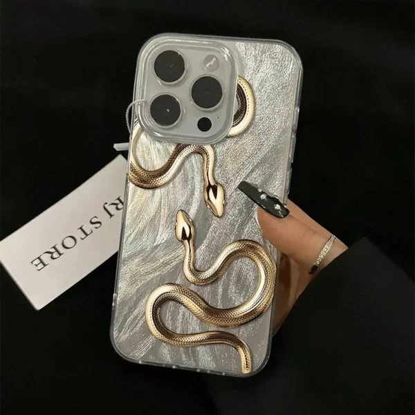 Coque plume serpent doré – Image 4