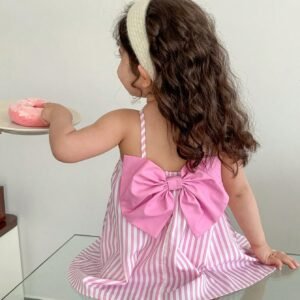Robe rayée nœud bébé