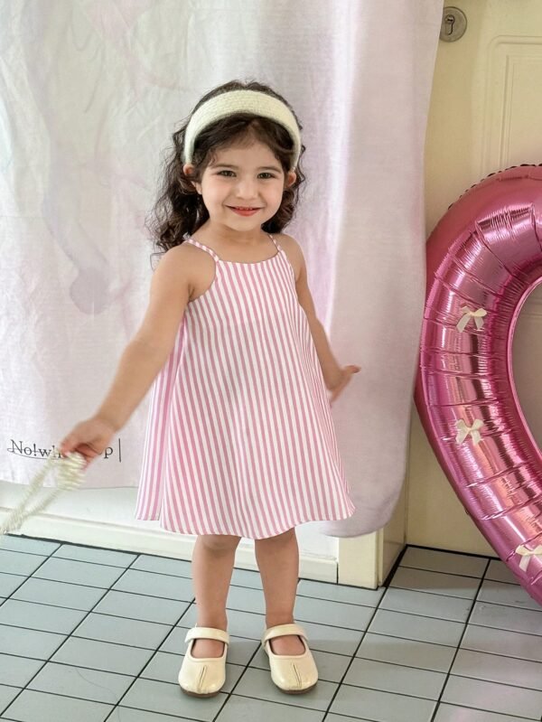 Robe rayée nœud bébé – Image 2