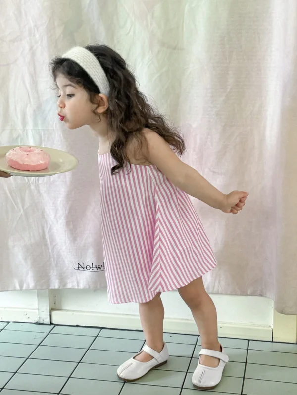 Robe rayée nœud bébé – Image 3
