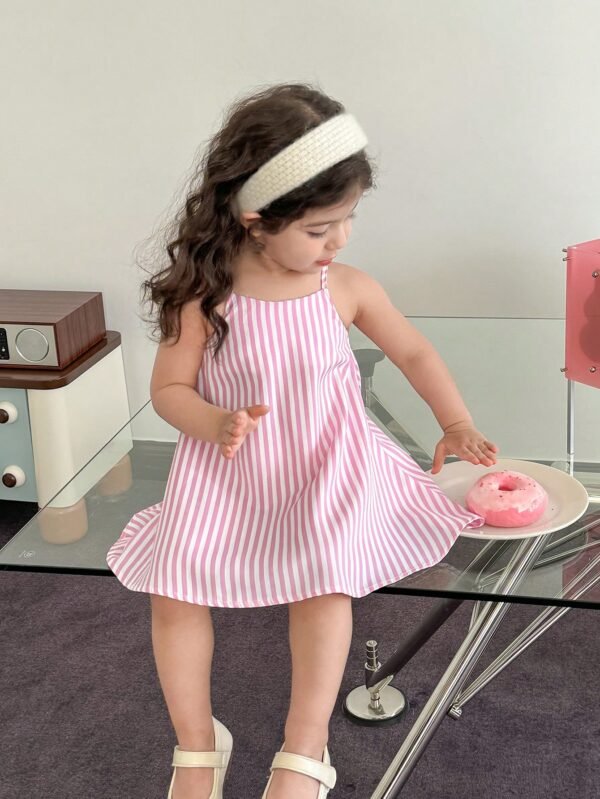 Robe rayée nœud bébé – Image 4