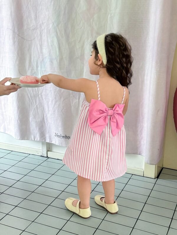 Robe rayée nœud bébé – Image 5