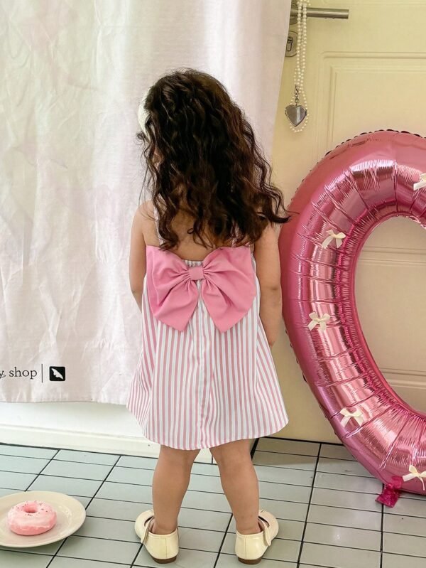Robe rayée nœud bébé – Image 6