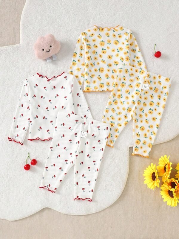 4 pcs pyjama floral doux – Image 2