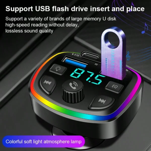 Émetteur FM voiture 7 couleurs – Image 2
