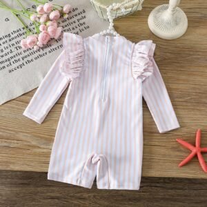 Maillot bain rayé fermeture