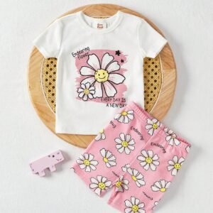 2 pcs pyjama fleurs short