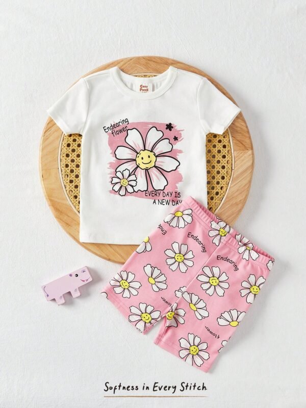2 pcs pyjama fleurs short
