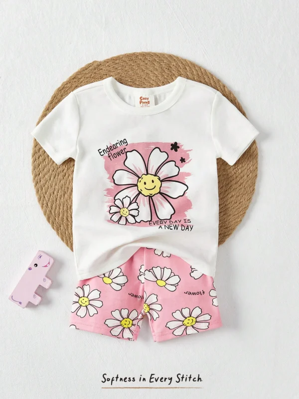 2 pcs pyjama fleurs short – Image 3