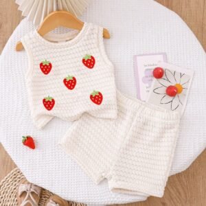 Ensemble rouge pois fraise