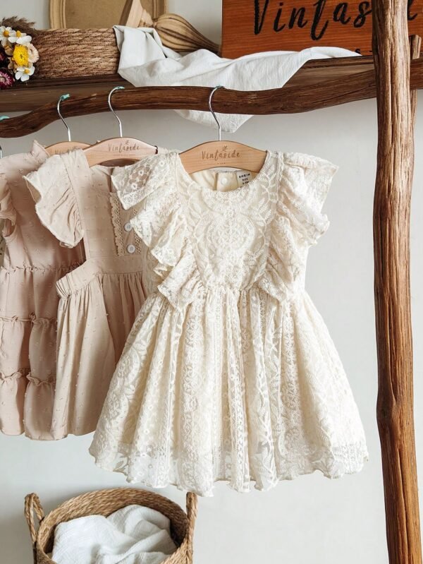 Robe maille abricot bébé – Image 3