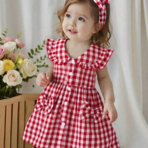 Robe carreaux manches courtes