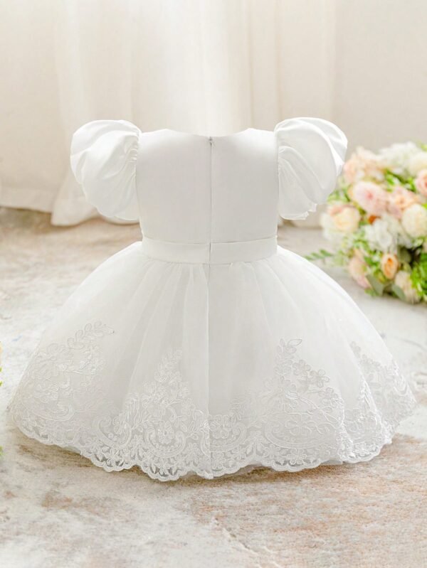 Robe baptême dentelle manches – Image 4
