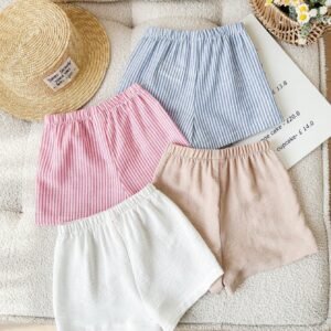 4 pcs shorts rayés taille élastique