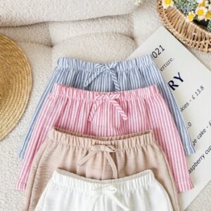 4 pcs shorts rayés taille élastique