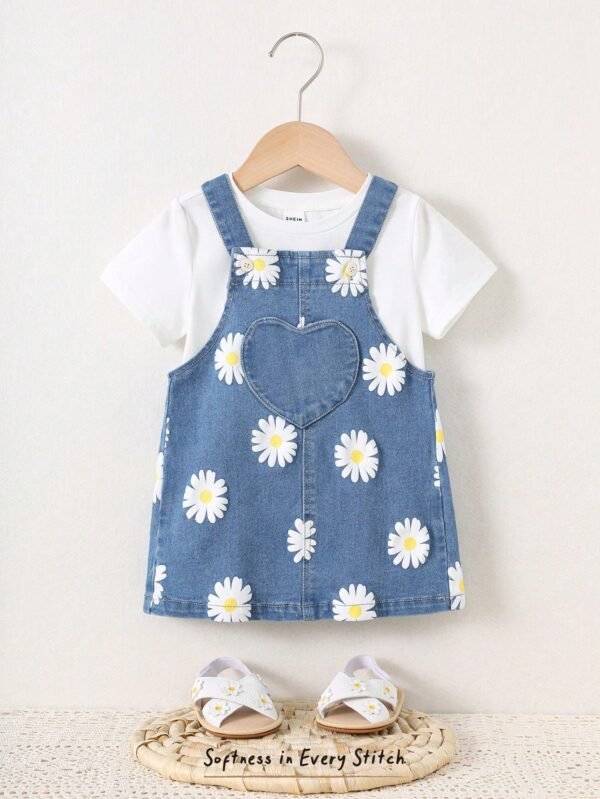 Jupe salopette jean floral – Image 10