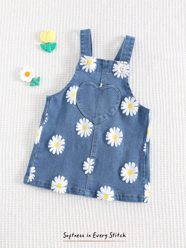 Jupe salopette jean floral – Image 3