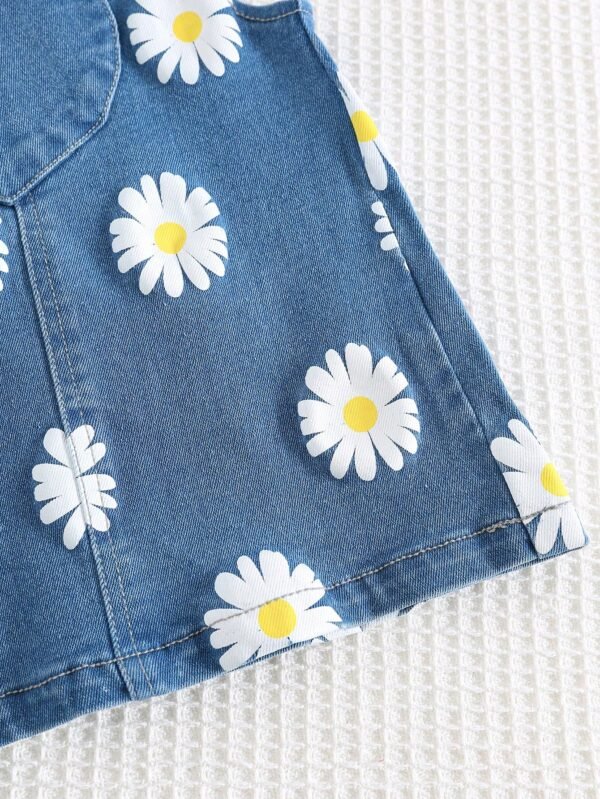 Jupe salopette jean floral – Image 6