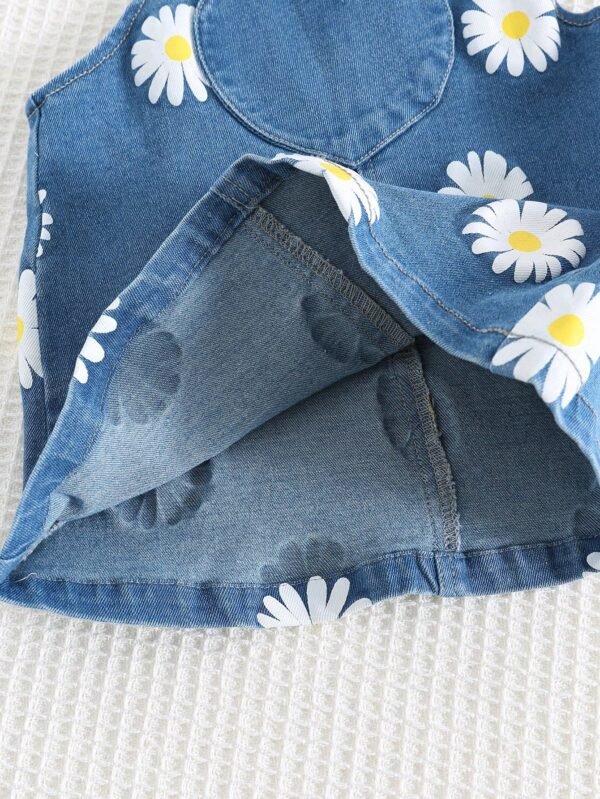 Jupe salopette jean floral – Image 7