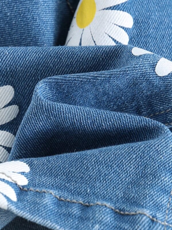 Jupe salopette jean floral – Image 9