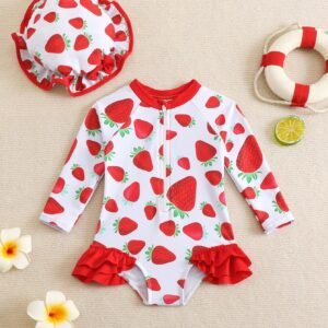 Maillot bain fraise chapeau