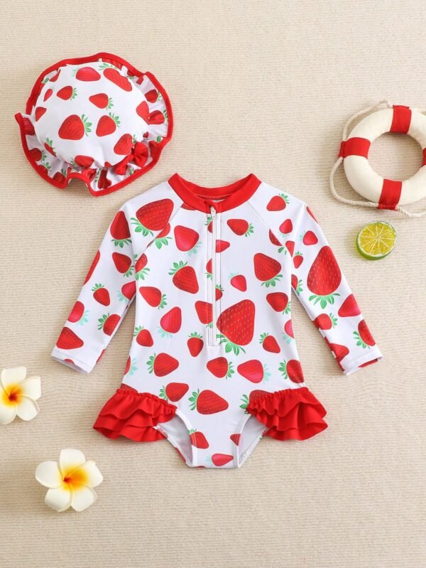 Maillot bain fraise chapeau