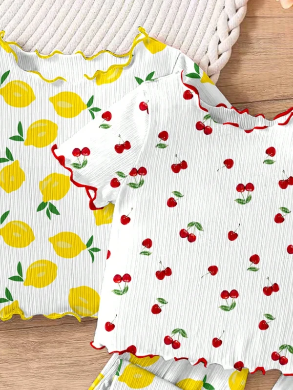 Set pyjamas cerise citron volants – Image 3