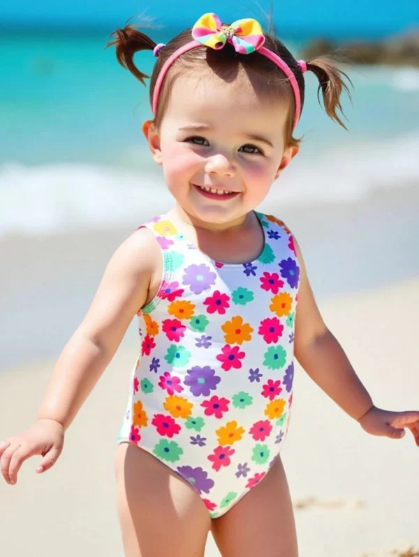 Combinaison-short tricot floral